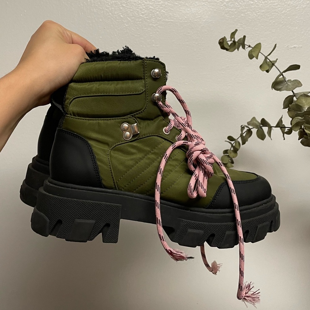 GANNI Cleated Lace Up Hiker Boots